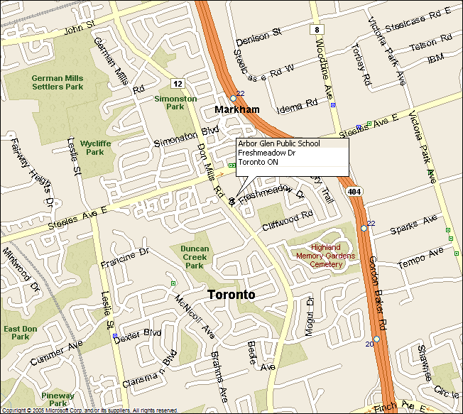 Map to Arbor Glen Public School Dojo