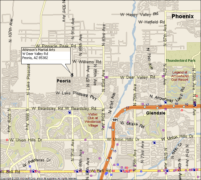 Map to Atkinson's Martial Arts, Peoria, Arizona